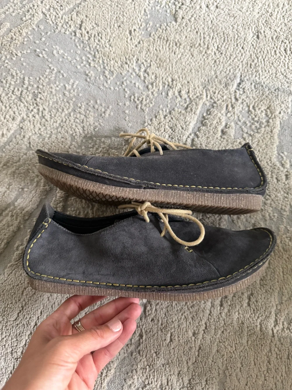 Clarks Artisan Janey Mae Gray Suede Oxford Lace Up Shoes sneaker 10